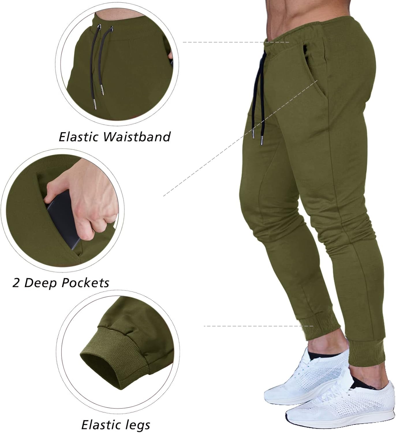 Men'S Slim Joggers Workout Pants for Gym Running and Bodybuilding Athletic Bottom Sweatpants with Deep Pockets