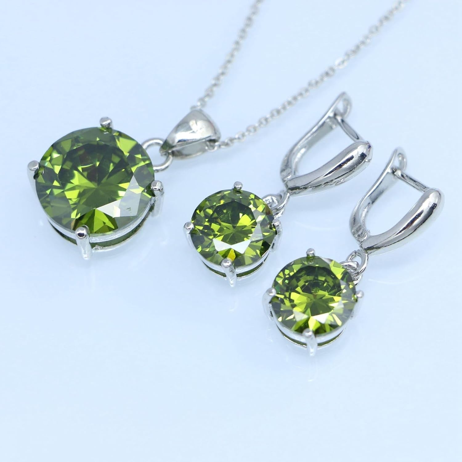 round Cubic Zirconia Necklace and Earrings Set for Women, Daily Party Prom Wedding Jewelry Sets, Valentine'S Day/Christmas/Mother'S Day/Birthday/Birthstone Gift for Wife/Mother/Friend/Sister/Daughter