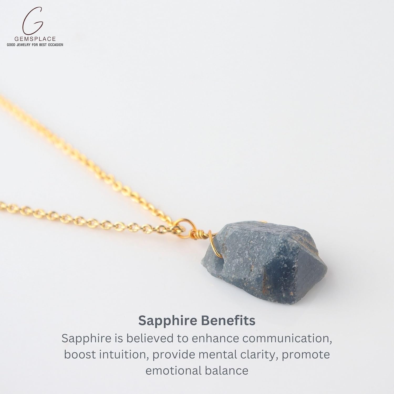 Raw Crystal Necklace, Blue Sapphire Rough Stone Necklace, Dainty Stone Pendant, Healing Crystals Healing Stone Pendant for Beauty, Love and Positive, Jewelry Gift