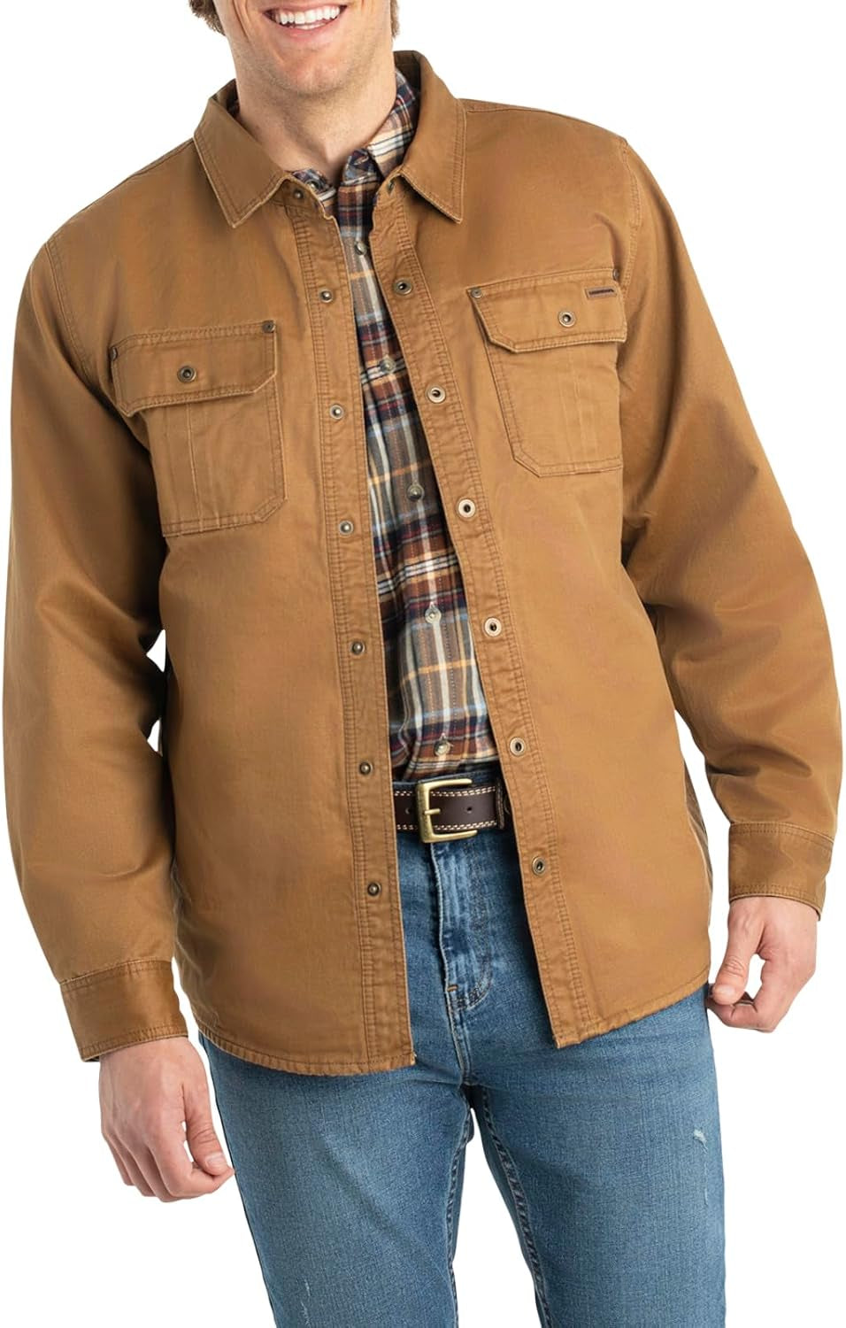 Journeyman Shirt Jacket Flannel Lined Shacket for Men Water-Resistant Coat Rugged Fall Clothing