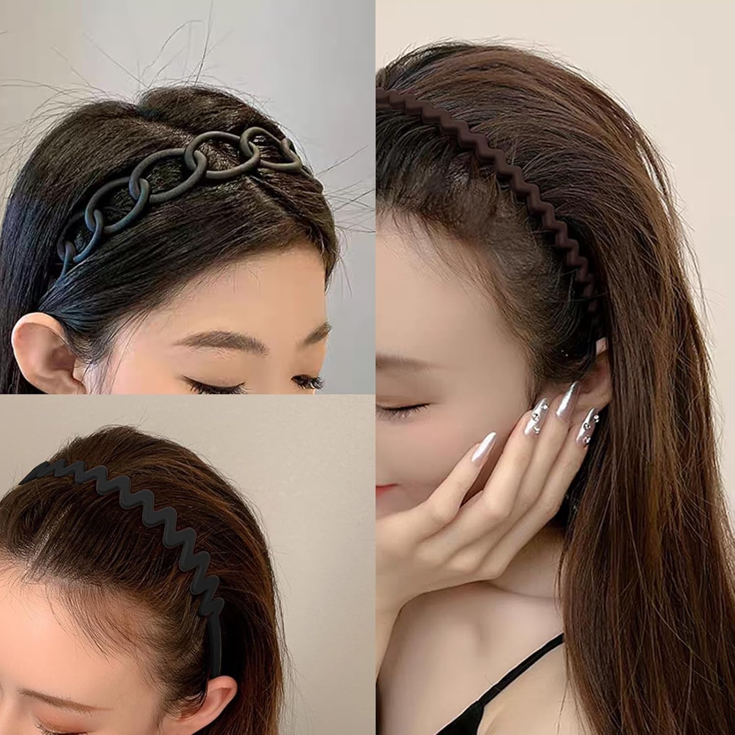 9 Pcs Plastic Headbands with Teeth,Headbands for Women Men Non Slip,Comb Hair Bands Accessory for Teen Girls,Coffee and Black