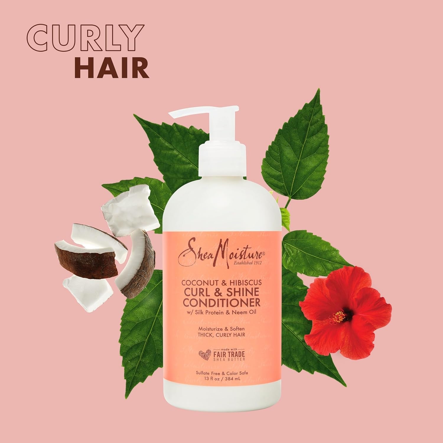 Curl & Shine Conditioner Coconut & Hibiscus, for Thick, Curly Hair to Moisturize & Soften, 13 Oz