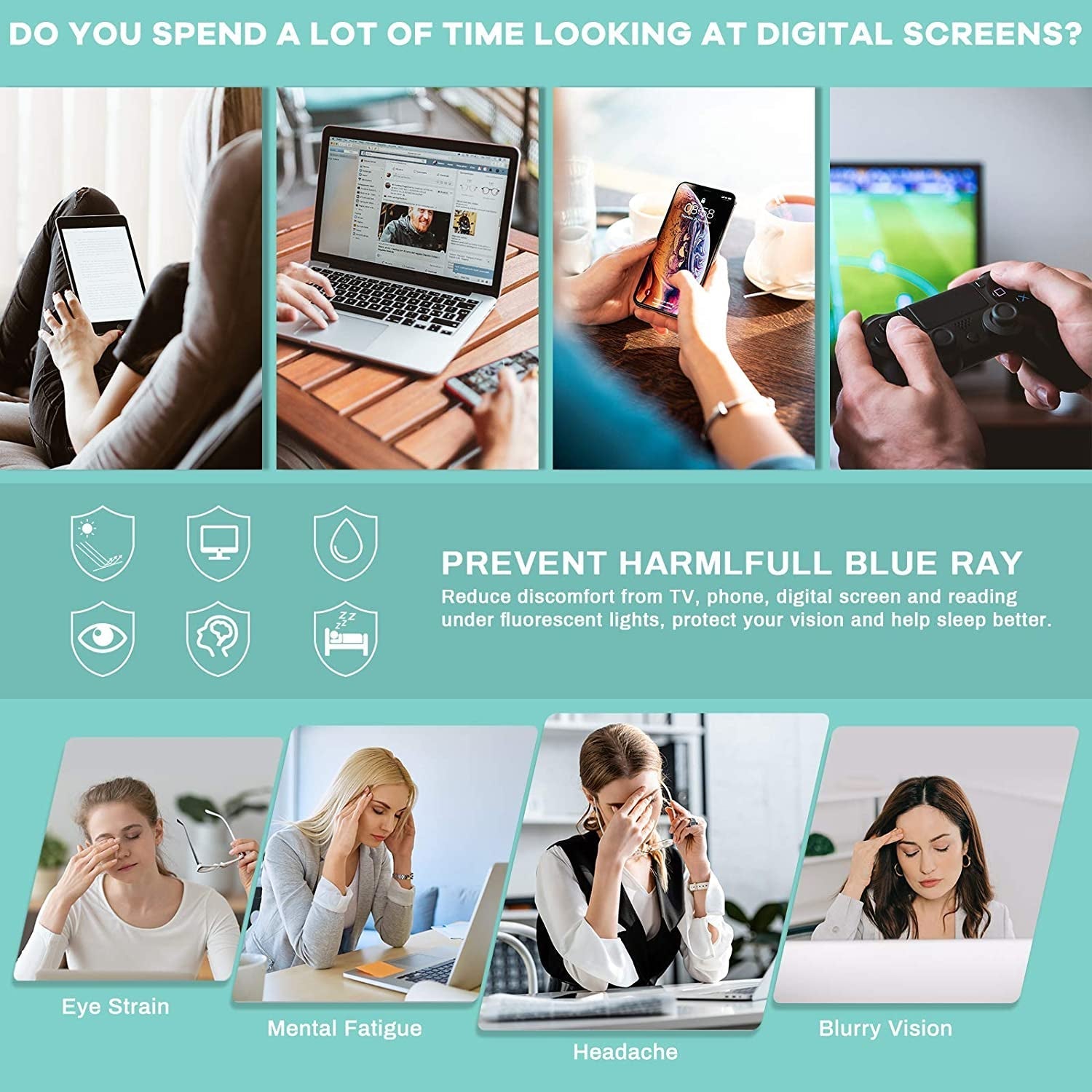 Blue Light Blocking Glasses Women/Men, Fashion Cat Eye Fake Eyeglasses UV Ray Filter Computer Gaming Glasses (Light Black Frames/Transparent Lens)