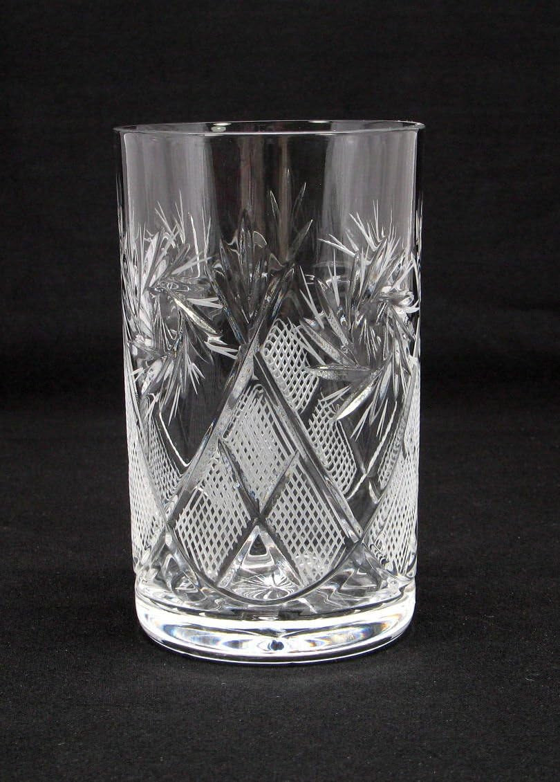 HOMEHUT Set of 3 Russian Cut Crystal HOT Tea Glasses for Metal Glass Holder Podstakannik