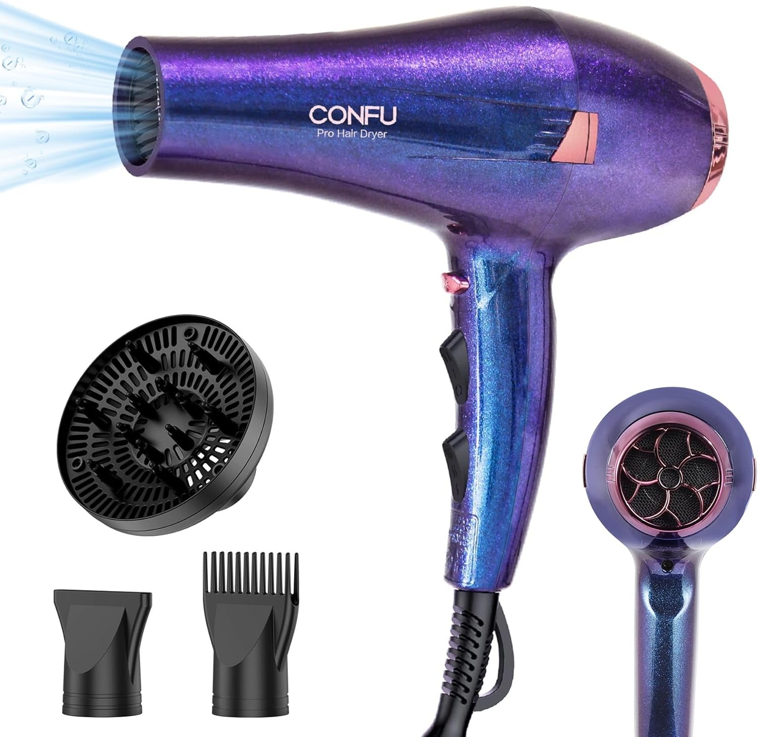 Hair Dryer, Professional Ionic Salon Blow Dryer with Diffuser for Women and Men, 5X Fast Drying, Powerful and Quiet Hair Blow Dryer for Fast & Easy Styling (1875 Watts)