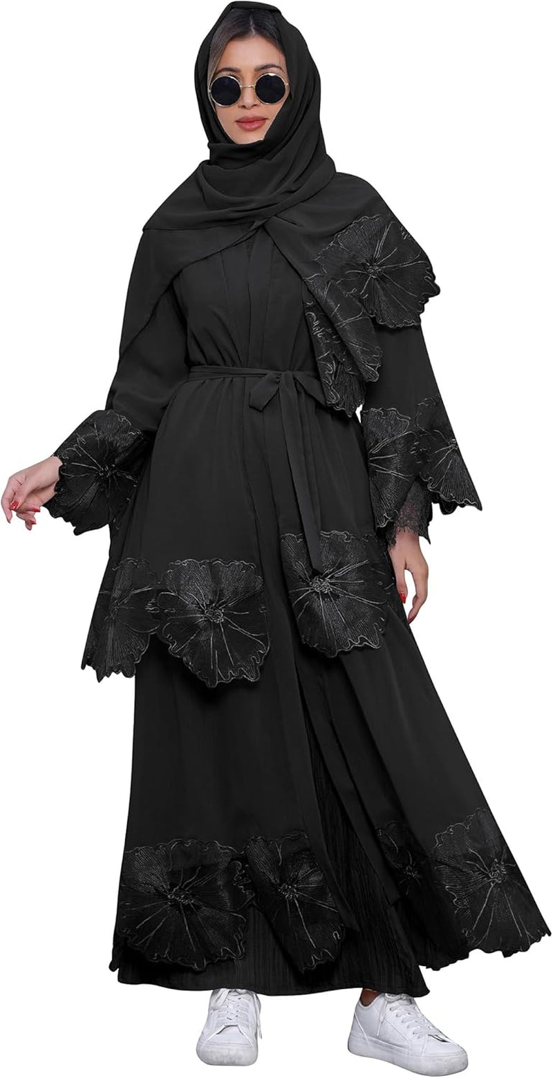 Women'S Muslim Prayer Dress Hijab Scarf Islamic Abaya Suit Two-Piece Turkey Kaftan Cardigan Dubai Full Length Dresses