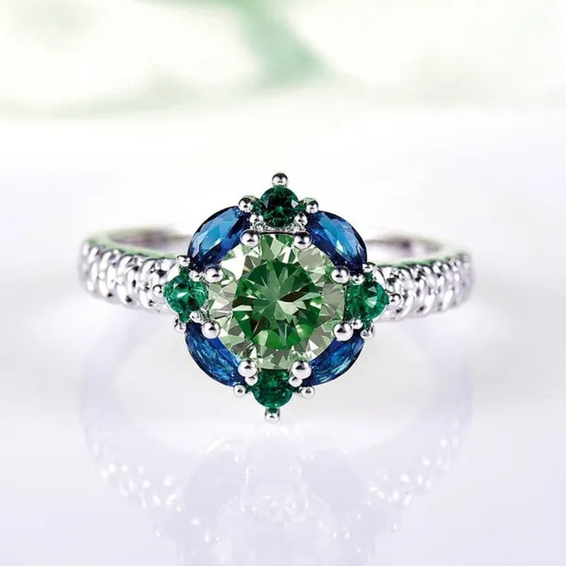 Elegant 925 Sterling Silver Emerald Women Rings Fashion Ruby Amethyst Wedding Pa