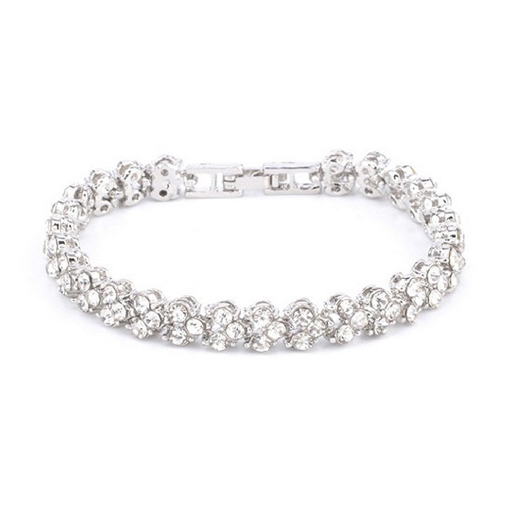 Woman Gold Silver Crystal Diamond Cuff Bracelet