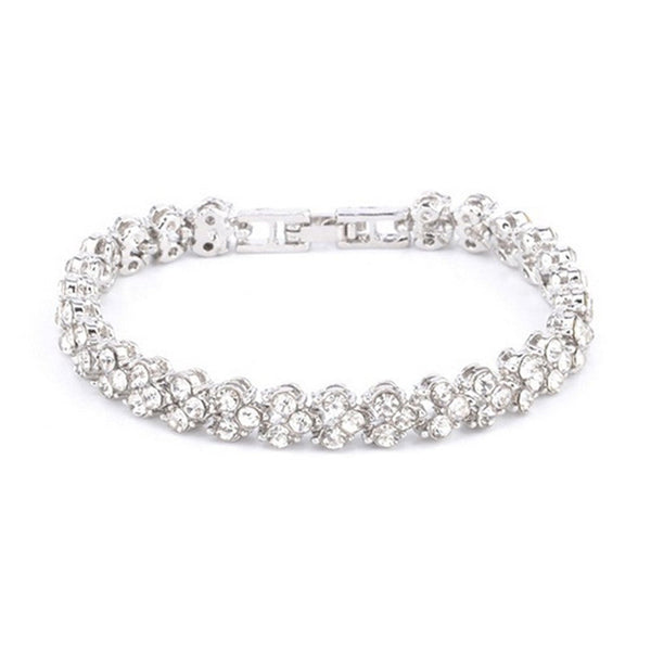 Woman Gold Silver Crystal Diamond Cuff Bracelet