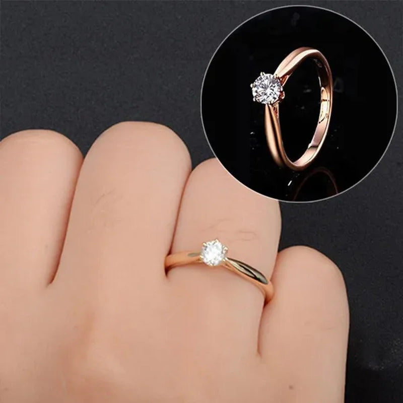 Classic Wedding Rings for Women Forever Simple Six Claws Zirconia Fashion Solita