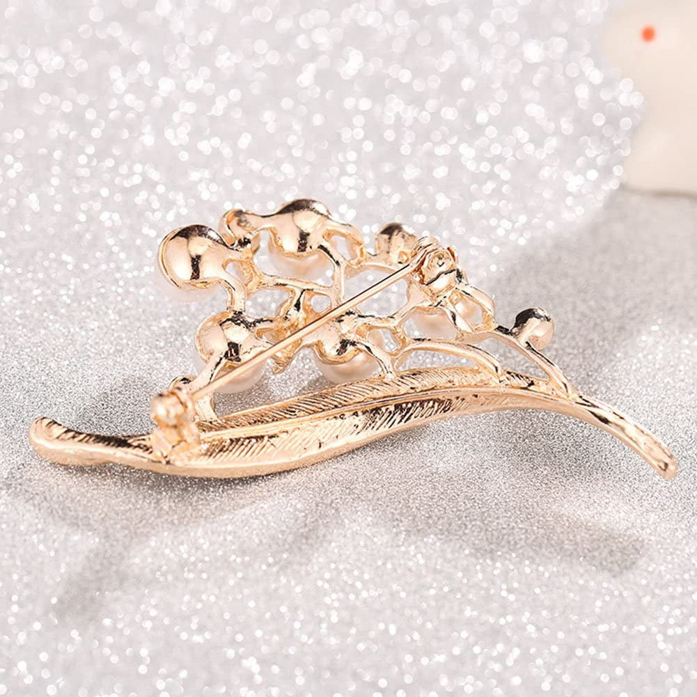 Hosaire Women'S Flower Brooch Pin Pearl Diamond Breastpin for Wedding/Banquet/Bo