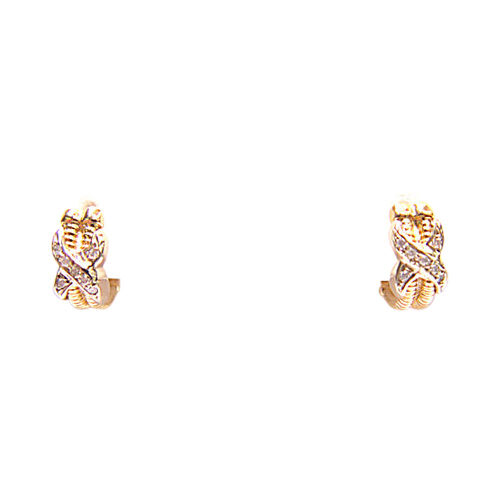 $1,000 RETAIL ROUND DIAMONDS SET SWIRL DESIGN .20 CT G SI2 EARRING 14 K GOLD