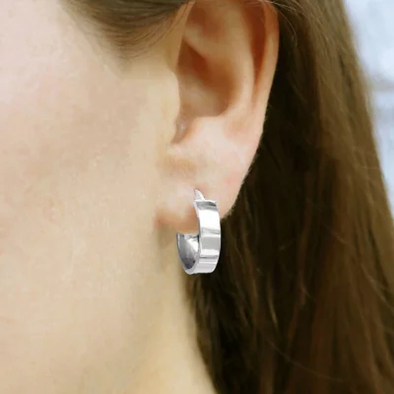 Sterling Silver Italian High Polish Hoop and Drop Earring Two Piece Set