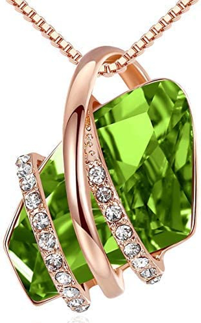 Wish Stone Pendant Necklace with Birthstone Crystal, 18K Rose Gold Plated/Silver