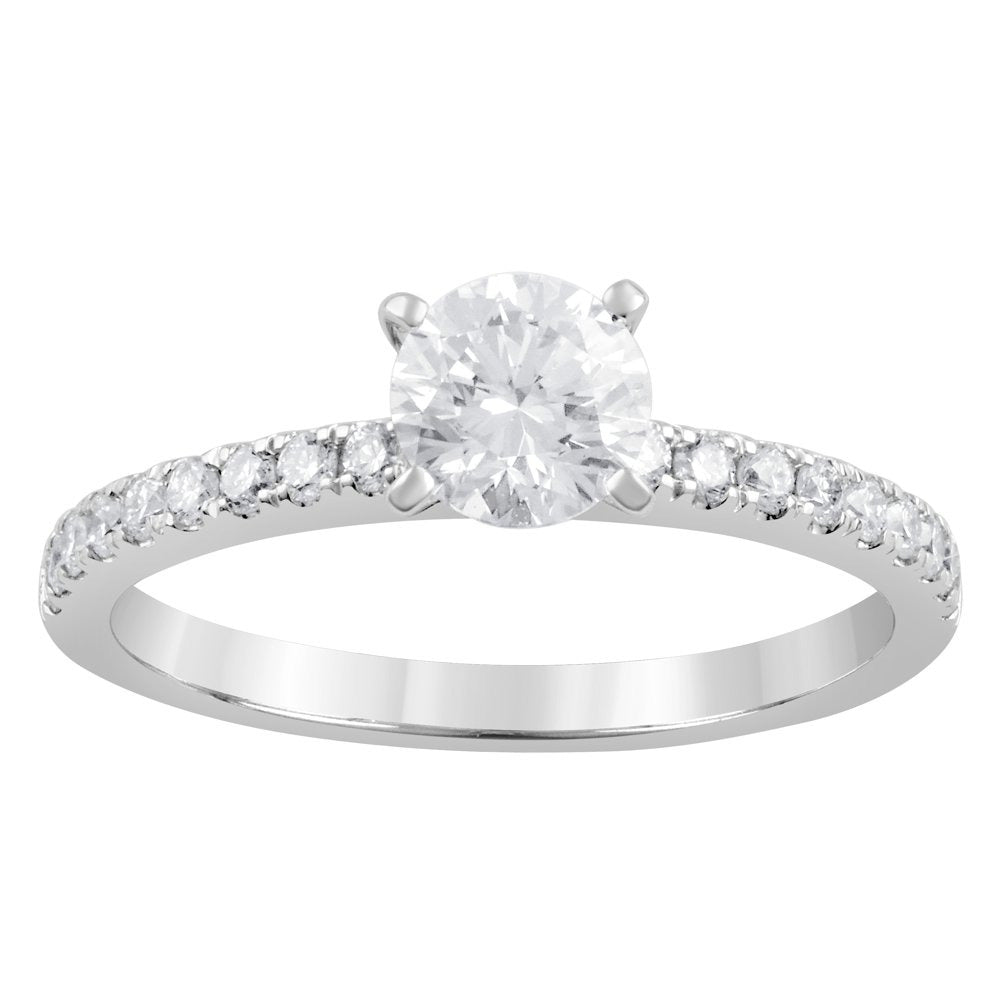 Unique Moments 1 Ct Lab Grown Diamond round Engagement Ring in 14K White Gold (G