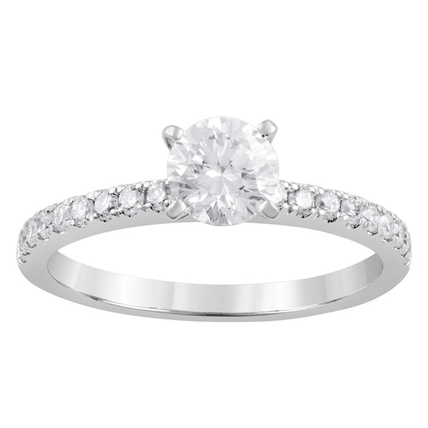 Unique Moments 1 Ct Lab Grown Diamond round Engagement Ring in 14K White Gold (G