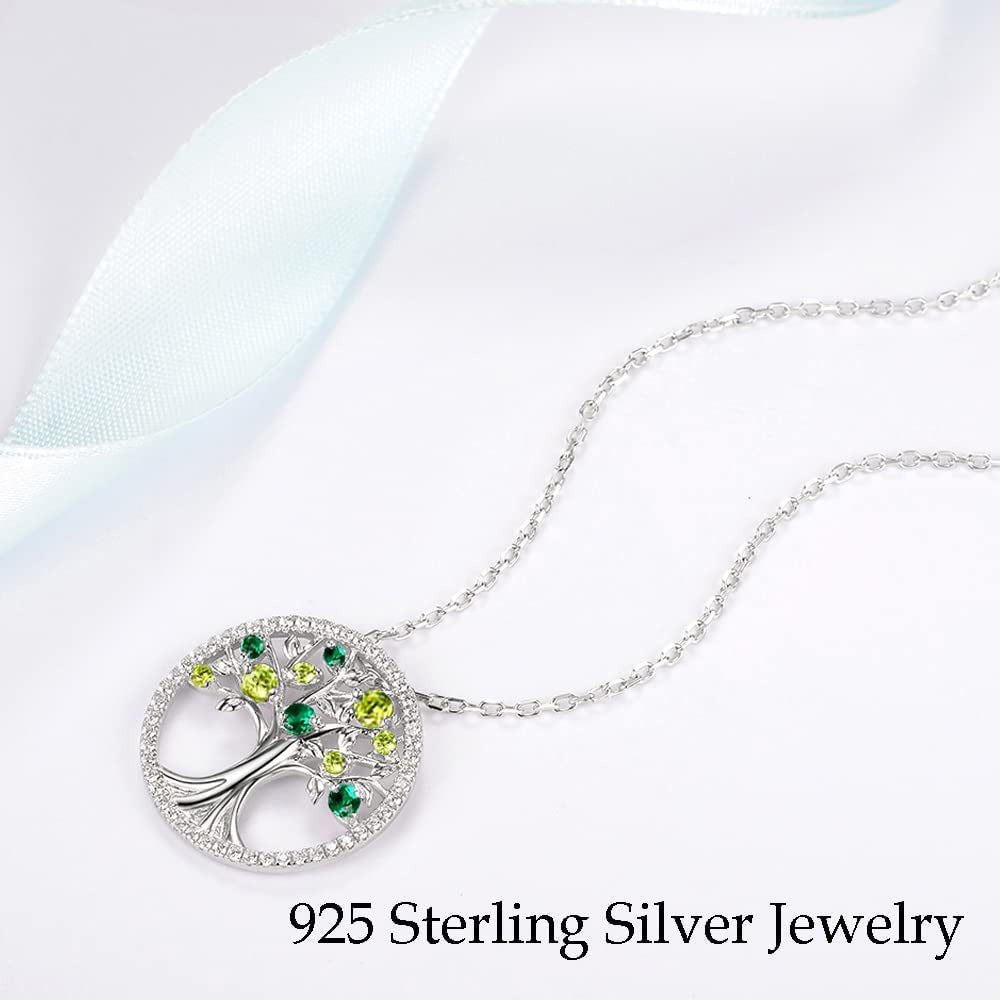 Tree of Life Necklace for Women 925 Sterling Silver with January March Birthston