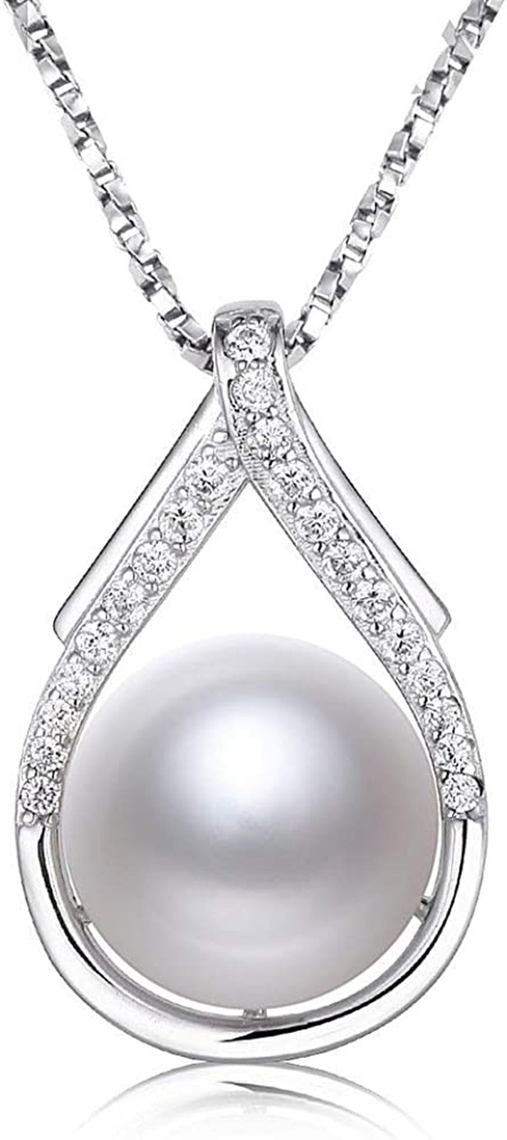 Freshwater Cultured White Real Pearl Pendant Necklaces for Women, Christmas Gift