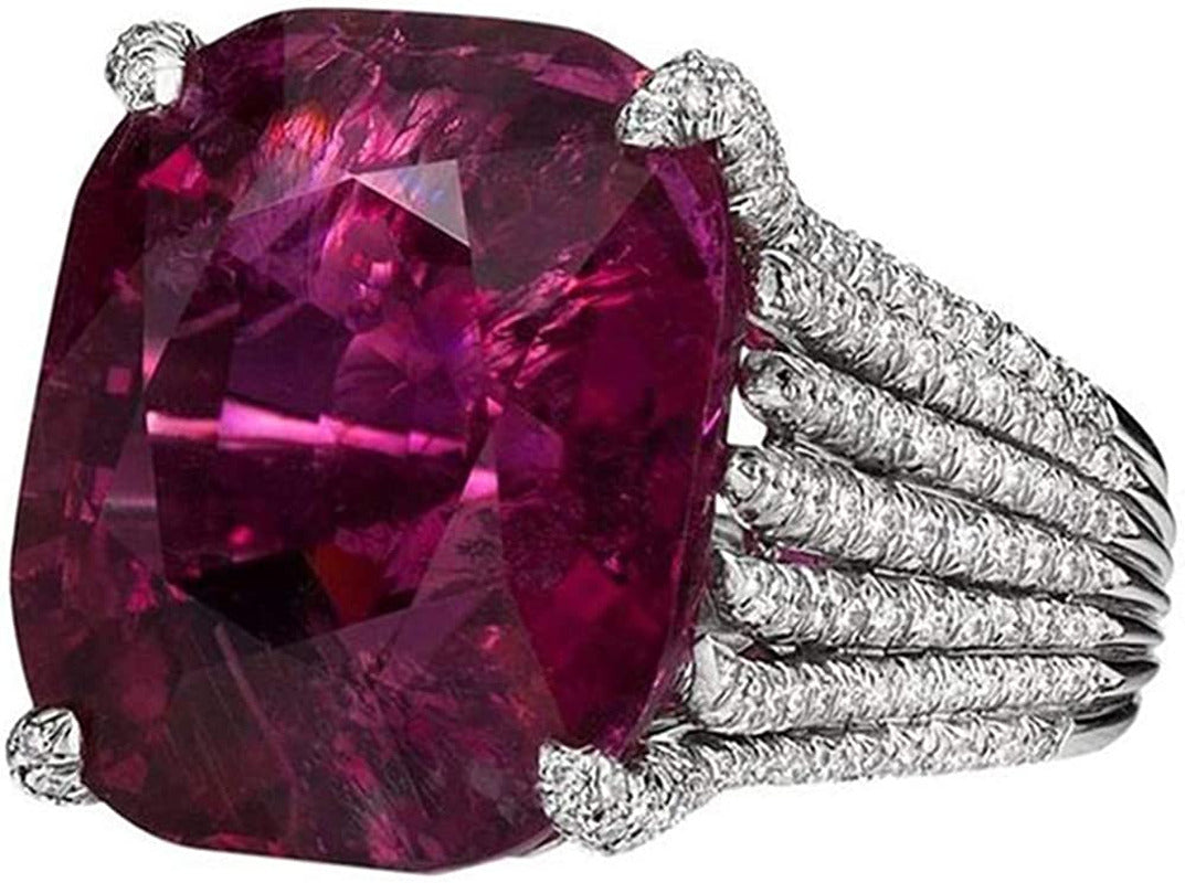Women Rings Natural Ruby Diamond Engagement Antique Ring,Dazzling Diamond Sterli