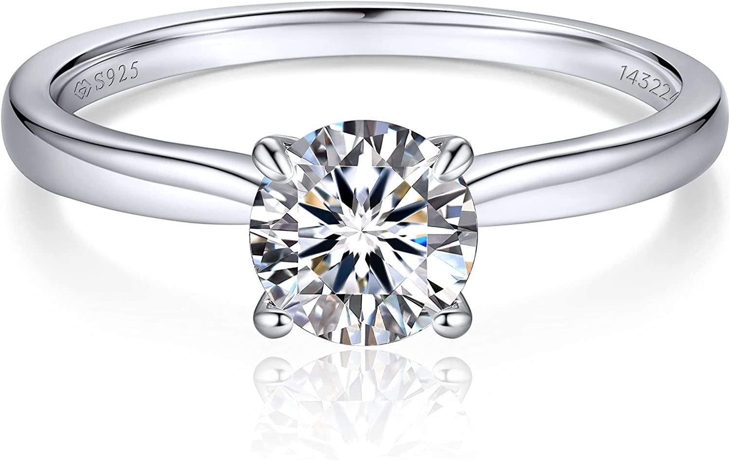 Moissanite Rings, 1Carat Moissanite Rings for Women, D Color VVS1 Simulated Diam