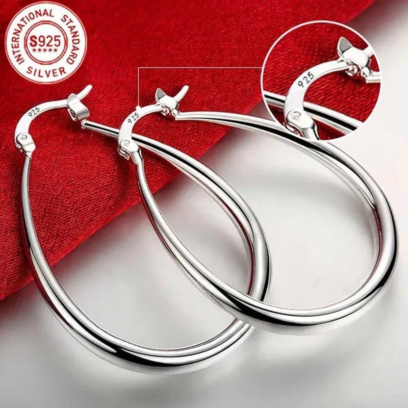 Simple Smooth Gold Plated Exaggerate Hoop Earrings Wedding Engagement Anniversar