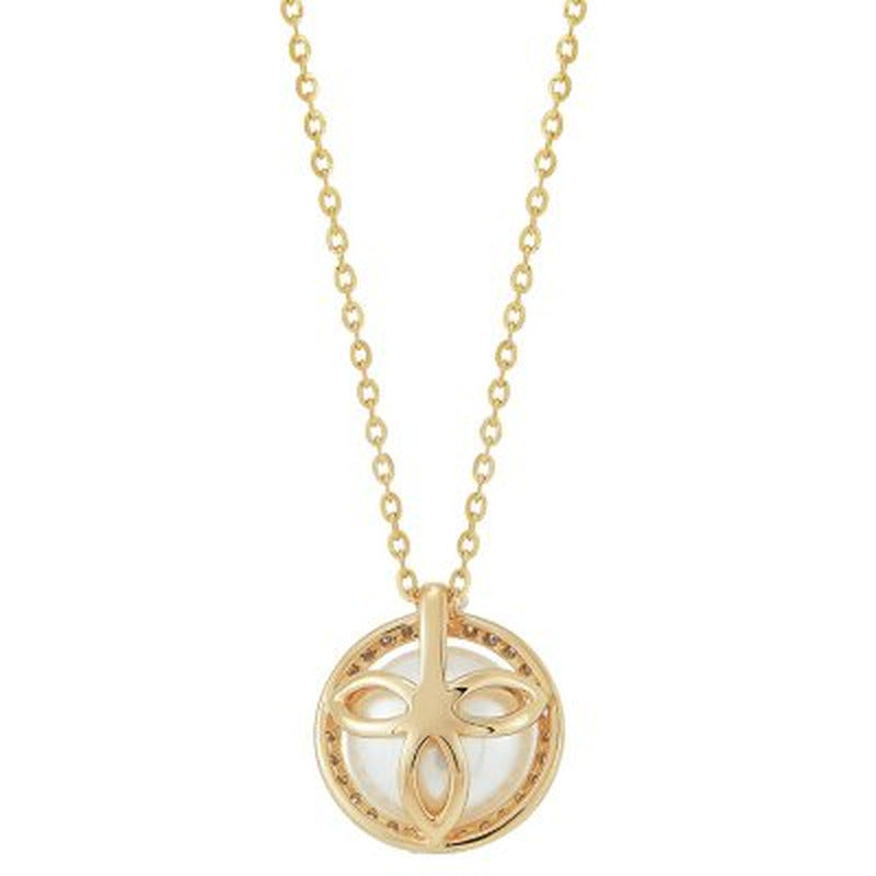 Freshwater Cultured Pearl Pendant with 0.11 CT. T.W. Diamonds in 14K Yellow Gold