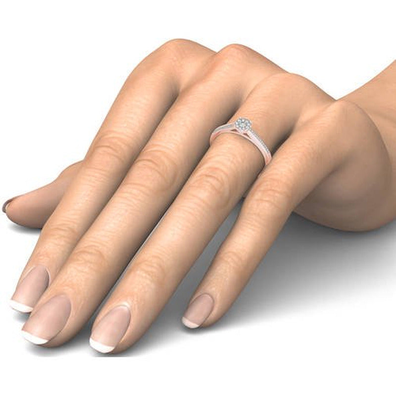 1/6 Carat T.W. Diamond 10Kt Rose Gold Cluster Engagement Ring