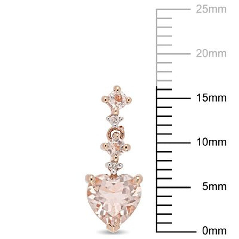 Morganite and Diamond-Accent Heart Drop Earrings in 14K Rose Gold