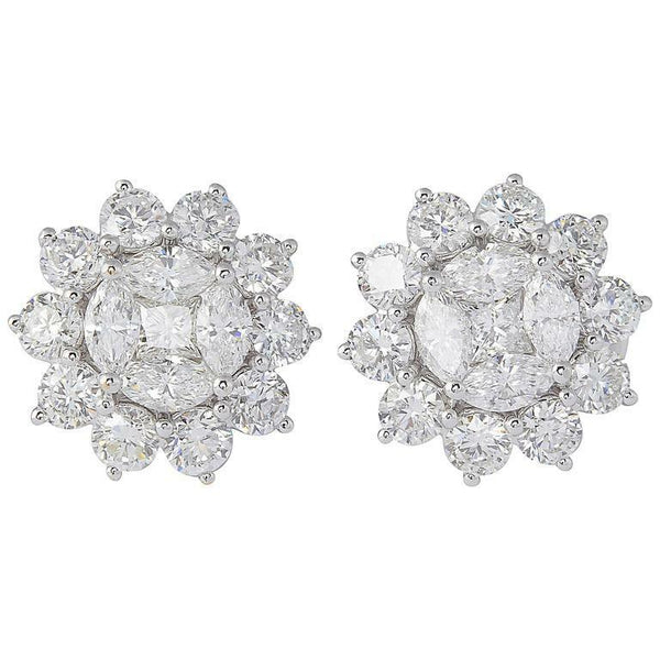 Unique Diamond Illusion 6.13 ct Stud Earrings with Halo Design