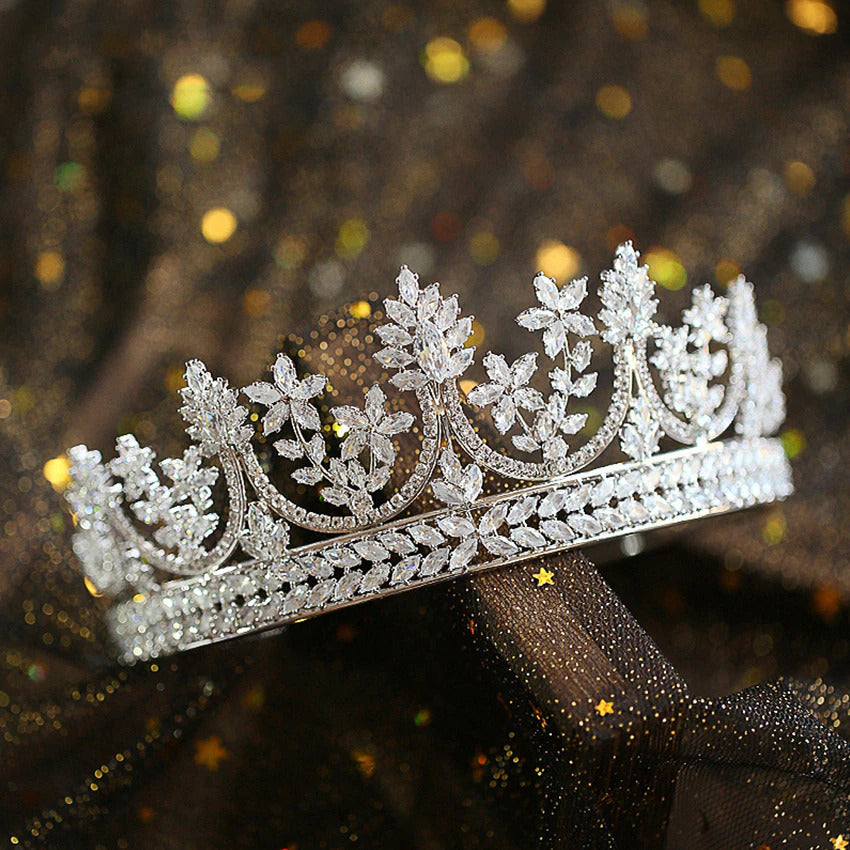 Women'S Engagement Jewelry Set, High Quality CZ Wedding Bridal Tiara Crown Neckl