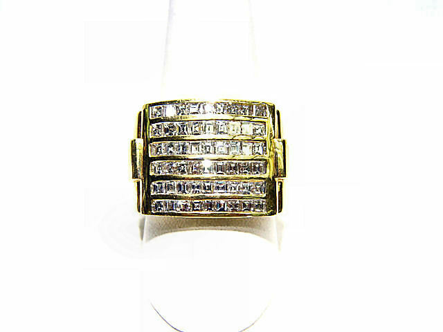 DIAMOND 54 ASSCHER SHAPE DIAMOND CHANNEL SET MENS DIAMOND RING DIAMOND BAND GOLD