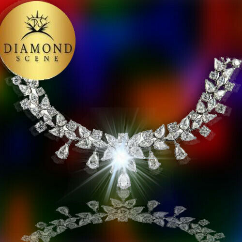 Diamond Necklace 19.40 carats of round, pear and marquise shaped  F/G VS clarity