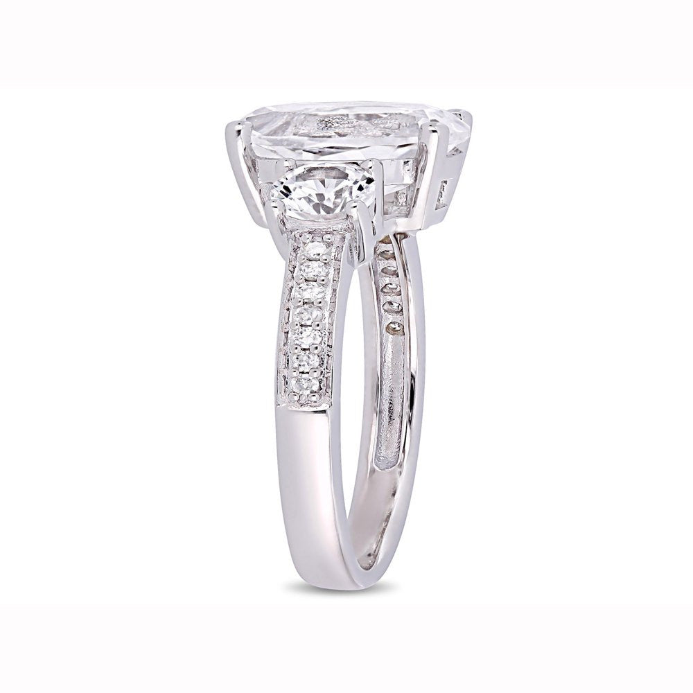 3-5/8 Carat T.G.W. Created White Sapphire and Diamond-Accent 10Kt White Gold Thr