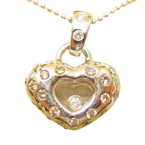 DIAMOND FLOATING ROUND BRILLIANT HEART SHAPE PENDANT