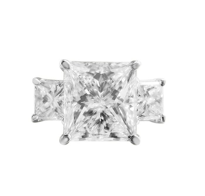 GIA H SI2 PRINCESS THREE STONE RING ENGAGEMENT RING
