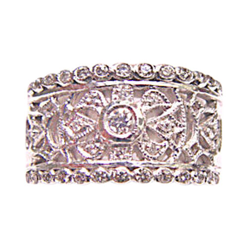 $$$2,000 RETAIL DIAMOND ANNIVERSARY ANTIQUE STYLE .46 CT G VS1/2 18 K WHITE GOLD