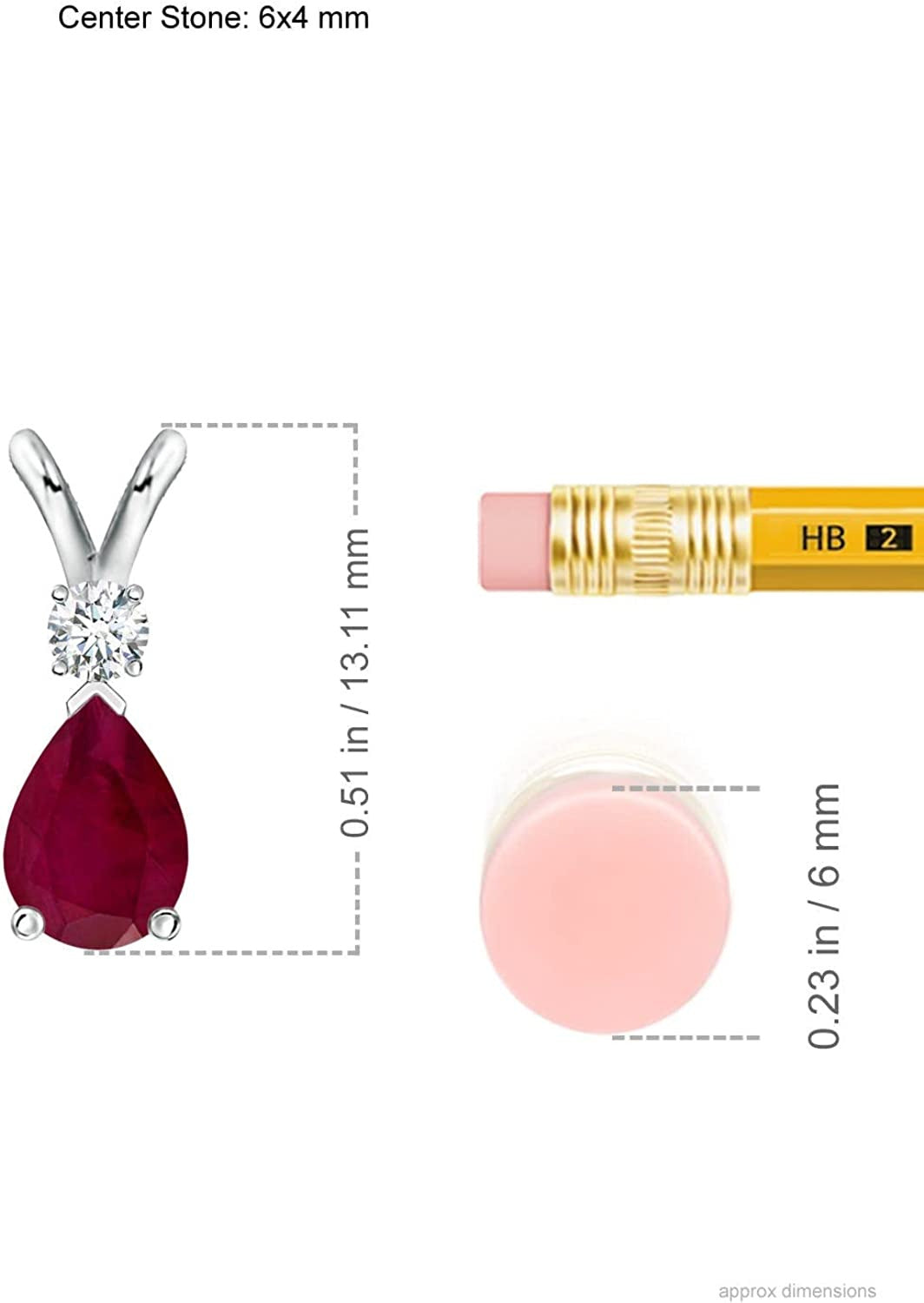 Natural Ruby Teardrop Pendant Necklace with Diamond for Women, Girls in Sterling
