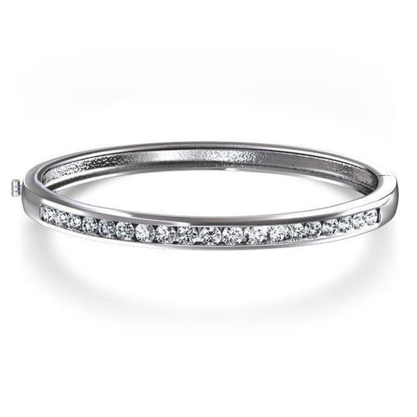 23411 3 CT Sparkling round Brilliant Diamonds Bangle - White Gold