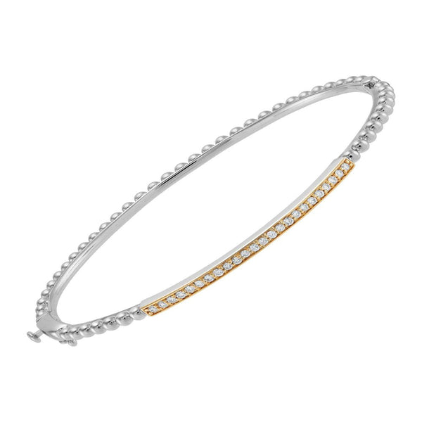 Women'S Welry 1/4 Cttw Diamond Beaded Cuff Bangle Bracelet in Sterling Silver wi