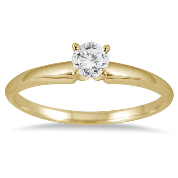Women'S 1/4 Carat round Diamond Solitaire Ring in 14K Yellow Gold (J-K-L Color,