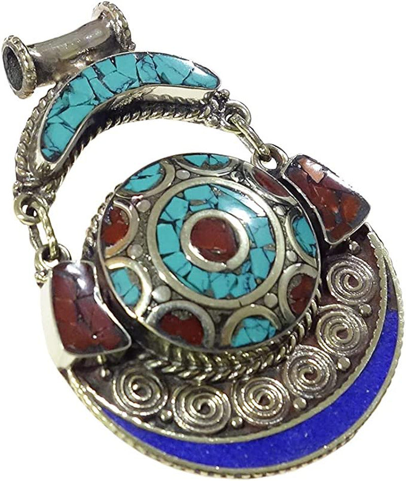 Handmade Designer Pendant for Women and Men, Turquoise, Lapis Lazuli and Coral G