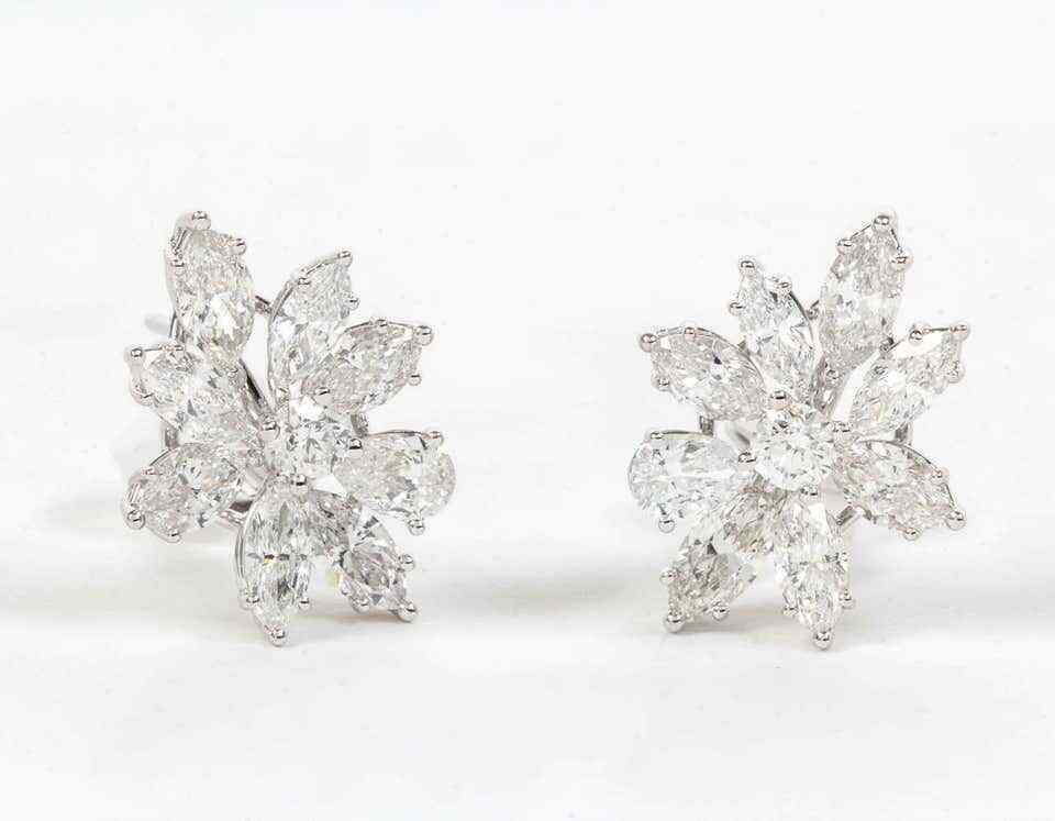 Classic Diamond Gold Cluster Earrings