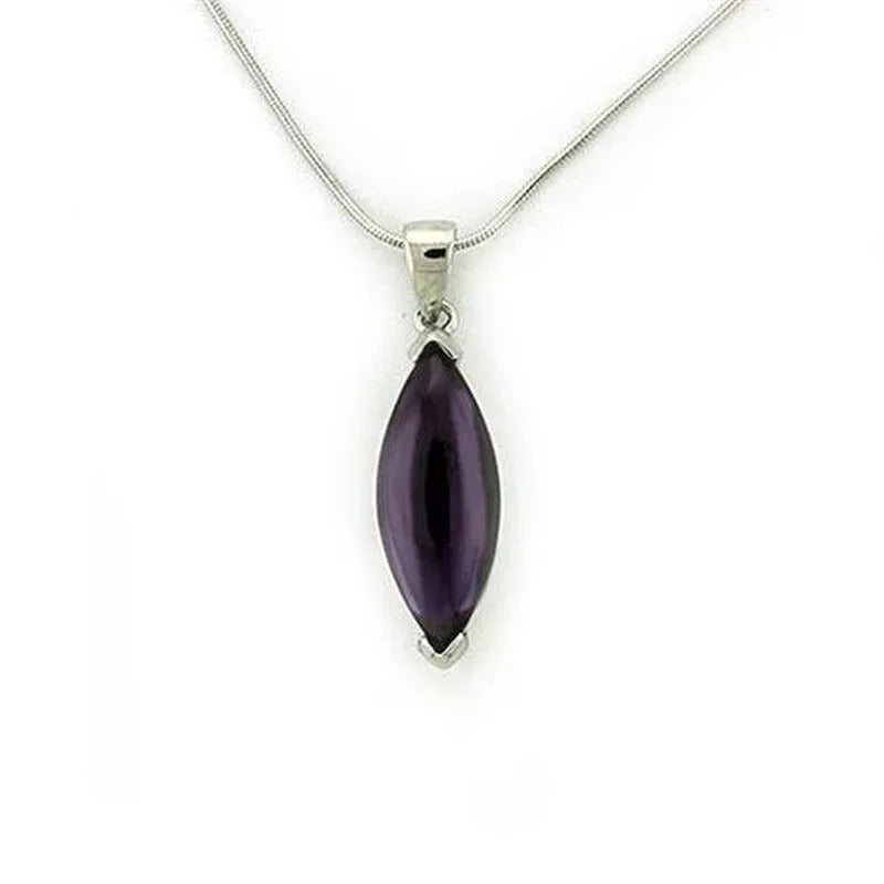 Women Rhodium 925 Sterling Silver Chain Pendant with AAA Grade CZ in Amethyst -