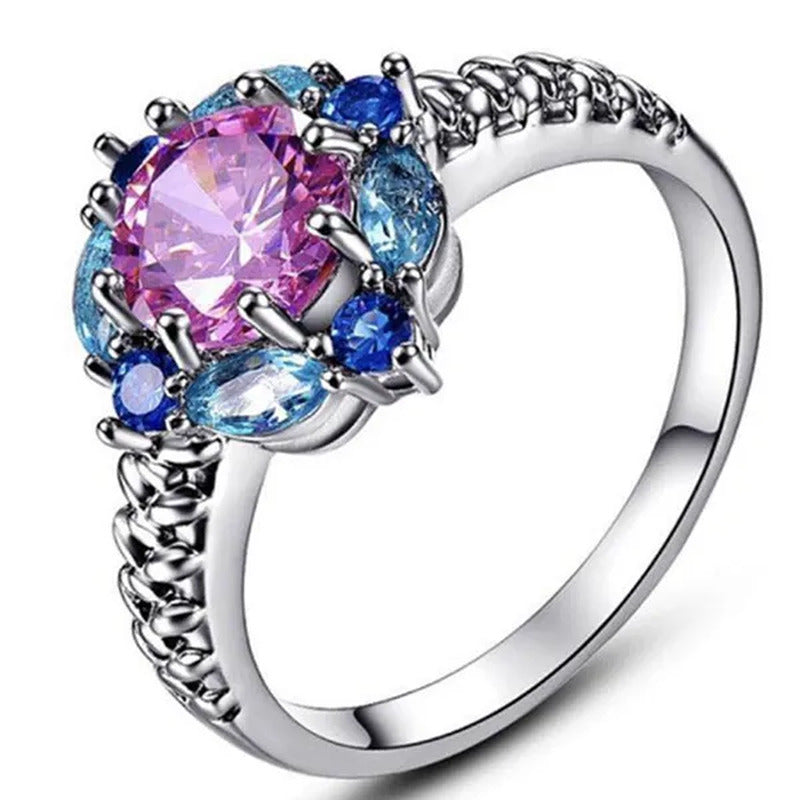 Elegant 925 Sterling Silver Emerald Women Rings Fashion Ruby Amethyst Wedding Pa