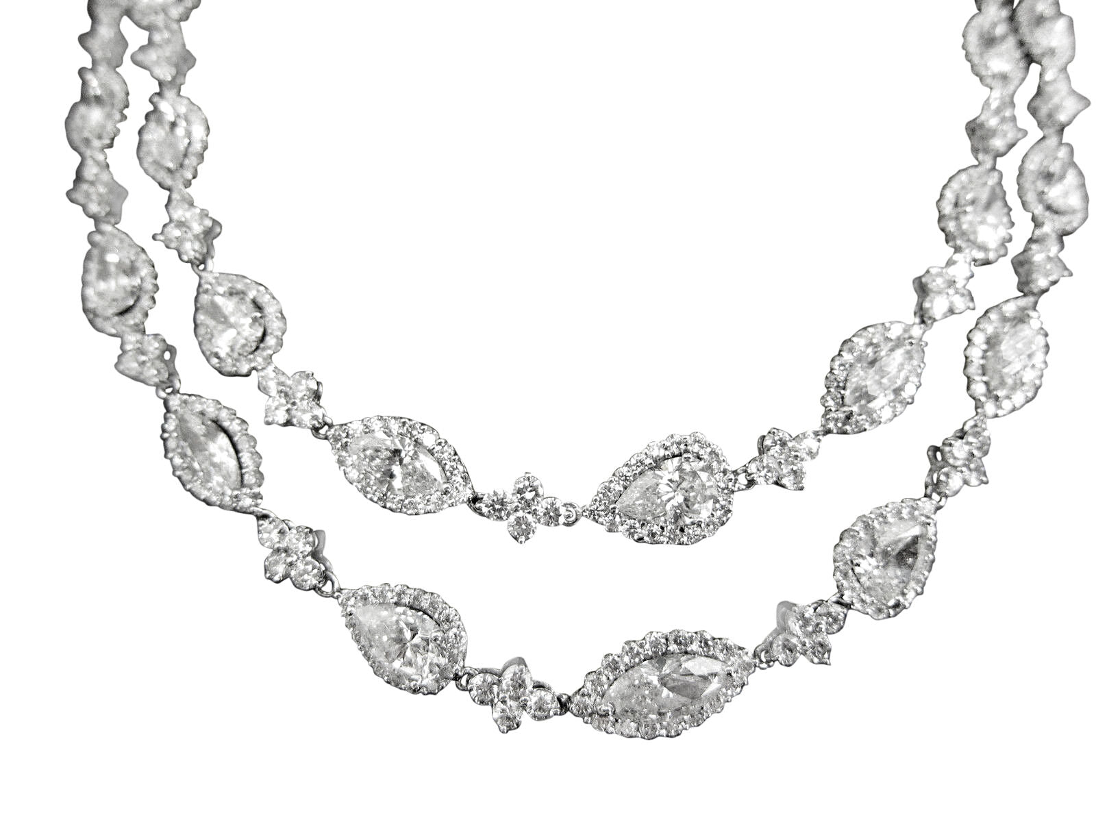 Diamond necklace emerald trillion pear marquise 31 pieces one carat each diamond