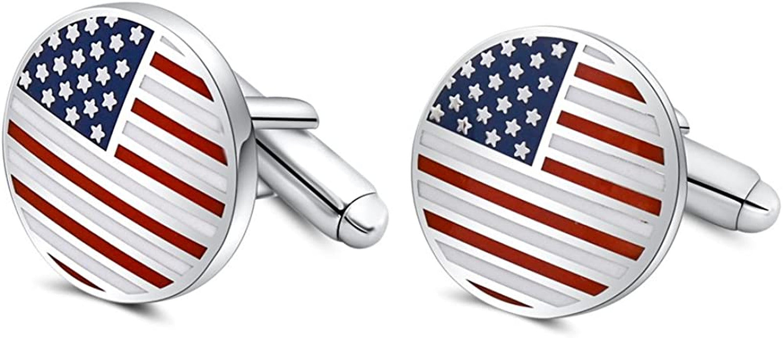 American Flag Cufflinks Platinum Plated Enamel USA Flag Cuff Links Men'S Accesso