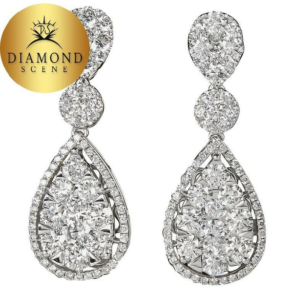 Illusion Diamond 4.45 carats of F color VS clarity round brilliant Earrings 18 k