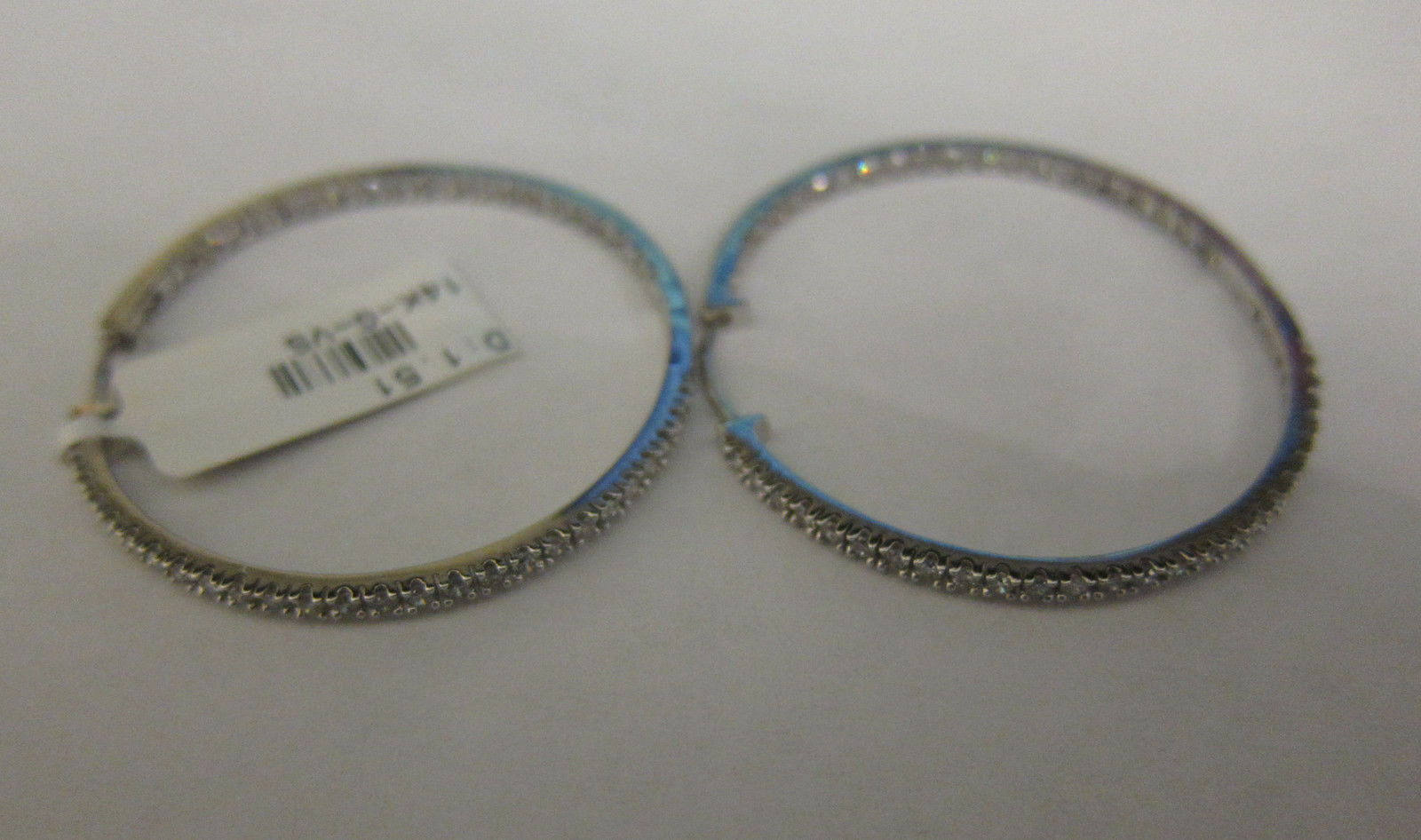 1.51 CT DIAMOND INSIDE OUTSIDE SET THIN DIAMOND HOOP EARRING HOOP EARRING 14 K