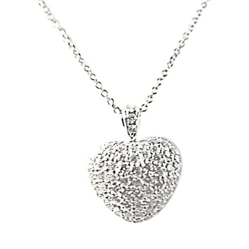DIAMOND ROUND BR SHAPE PUFF HEART PENDANT INCLUDED 16 INCH CHAIN
