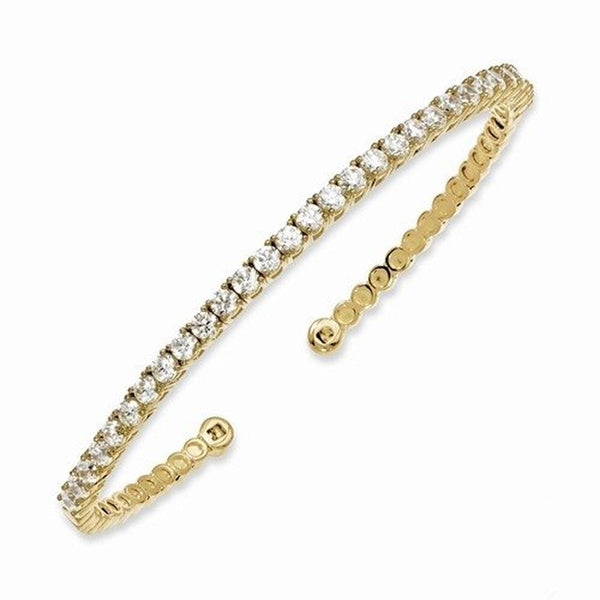Prong Set Cuff Bracelet with Artificial round Brilliant Diamonds by  Set in Verm